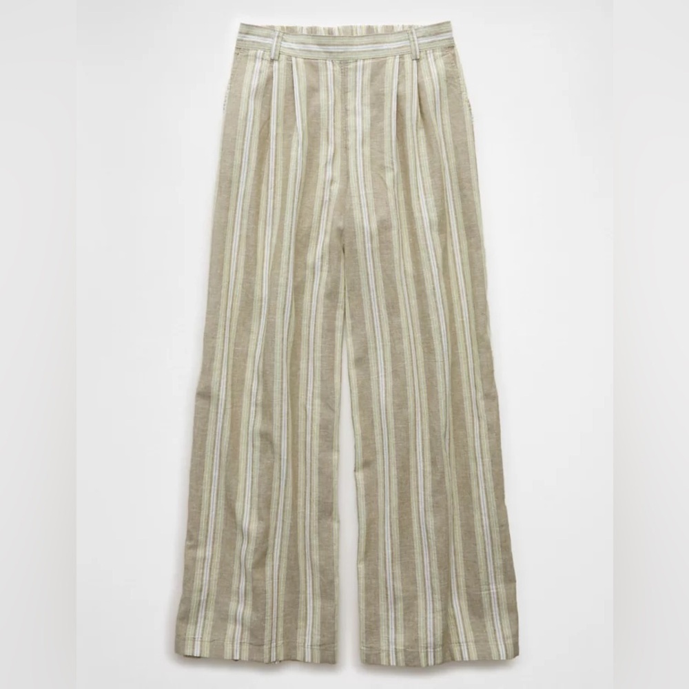AMERICAN EAGLE | Linen Lightweight High-Waisted Wide Leg Trousers - Picture 4 of 15